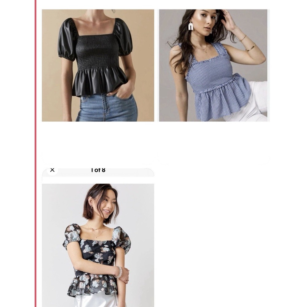 Lot Of 3 Women Tops Fit & Flare Black / Blue Puff Sleeve Francesca's Size Medium - Picture 2 of 15